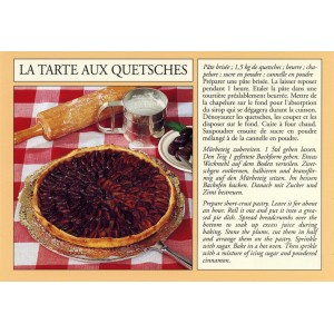 Postcard alsatian recipe - "La tarte aux quetsches" - (plum pie)