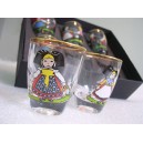 Coffret de 6 petits verres &agrave; eau de vie, motif Hansi