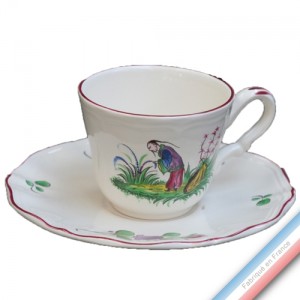 Collection CHINOIS - Tasse et soucoupe thé haute - 0,19L/16cm / -  Lot de 4