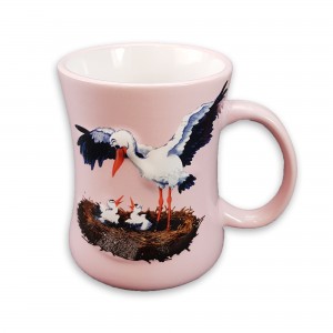 Mug en céramique "Cigogne" rose