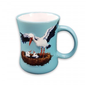 Mug en céramique "Cigogne" bleu