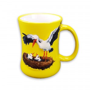 Yellow ceramic mug "Cigogne" (Stork)