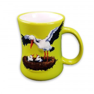 Green ceramic mug "Cigogne" (Stork)