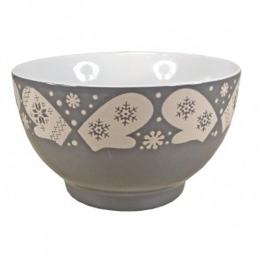 Bol Céramique motifs Flocons - coloris gris