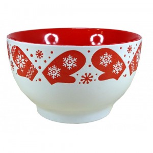 Bol Céramique motifs Flocons - coloris rouge