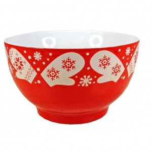 Bol Céramique motifs Flocons - coloris rouge