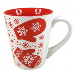 Mug en céramique motifs Flocons Hiver  - coloris blanc