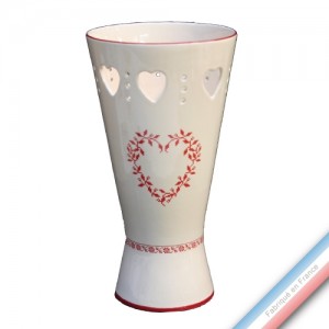 Collection TENDRE ROUGE - Vase coeurs  - H 30 cm - D 16 cm  -  Lot de 1