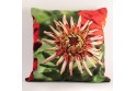 Coussin 40x40 cm collection fleurs - Zinnia rouge fond vert