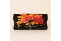 Etui à lunettes collection fleurs - Zinnia orange fond noir