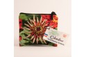 Porte-monnaie collection fleurs - Zinnia rouge fond vert