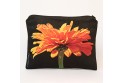 Porte-monnaie collection fleurs - Zinnia orange fond noir