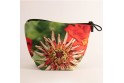 Vide poche + zip collection fleurs - Zinnia rouge fond vert
