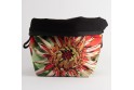 Vide poche + zip collection fleurs - Zinnia rouge fond vert