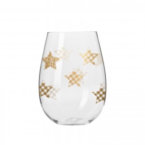 6 verres avec décor étoiles de Noël dorées - 50 cl