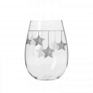 6 verres avec décor étoiles de Noël argentées suspendues - 50 cl