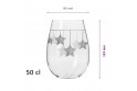 6 verres avec décor étoiles de Noël argentées suspendues - 50 cl