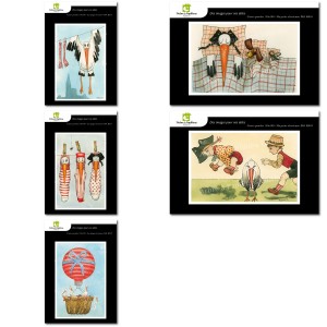 Lot de 5 cartes postales - Dessins Katia Schmitt - CIGOGNE HEUREUSE