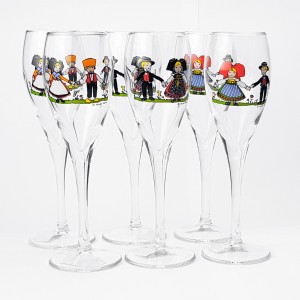 6 Flûtes à Crémant d'Alsace motif "HANSI"