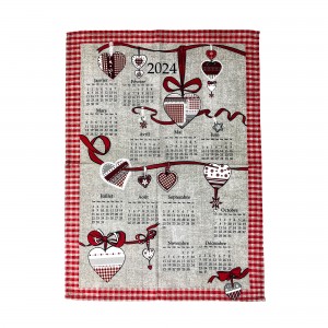 Torchon calendrier 2024 - Coeurs