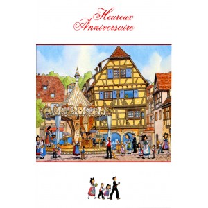 Greeting card Alsace Ratkoff - "Heureux anniversaire" - (happy birthday) - merry-go-round