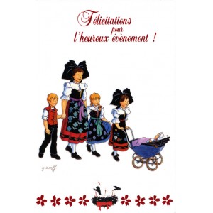 Greeting card Alsace Ratkoff - "Félicitations pour l'heureux évènement" - (birth congratulations) 