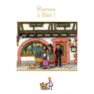 Carte de voeux Alsace Ratkoff - "Bienvenue à bébé" - Landau