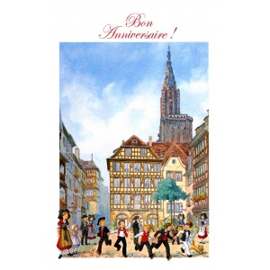 Greeting card Alsace Ratkoff - "Bon Anniversaire" - (happy birthday) - cathedral