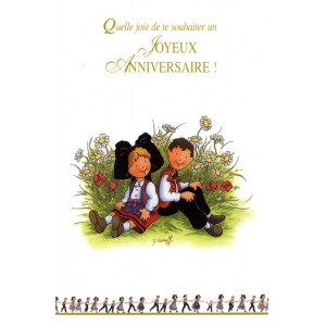 Carte de voeux Alsace Ratkoff - "Joyeux anniversaire" - enfants assis