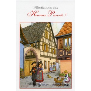Greeting card Alsace Ratkoff - "Heureux parents" - (happy parents) 