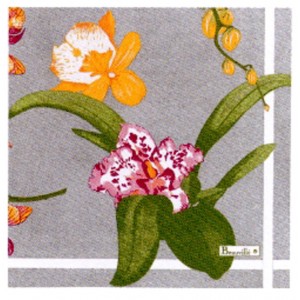 Serviettes en papier "Orchidées" fond gris
