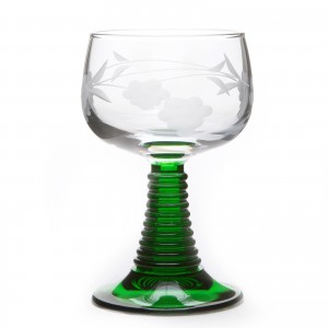 6 Verres à vin d'Alsace pied torsadé motif 4 GRAPPES
