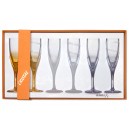 Coffret de 6 fl&ucirc;tes &agrave; champagne en cristal color&eacute;