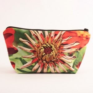 Trousse 3D collection fleurs - Zinnia rouge fond vert