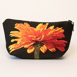 Trousse 3D collection fleurs - Zinnia orange fond noir