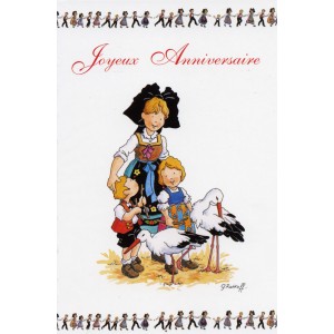 Carte de voeux Alsace Ratkoff - "Joyeux anniversaire" - cigognes